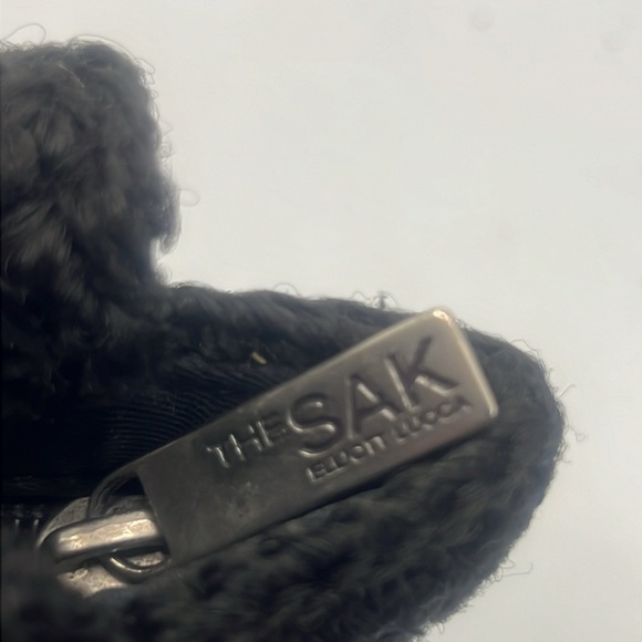 The Sak Elliot Lucca black crocheted mini top handle bag/purse small size zipper - Picture 4 of 16